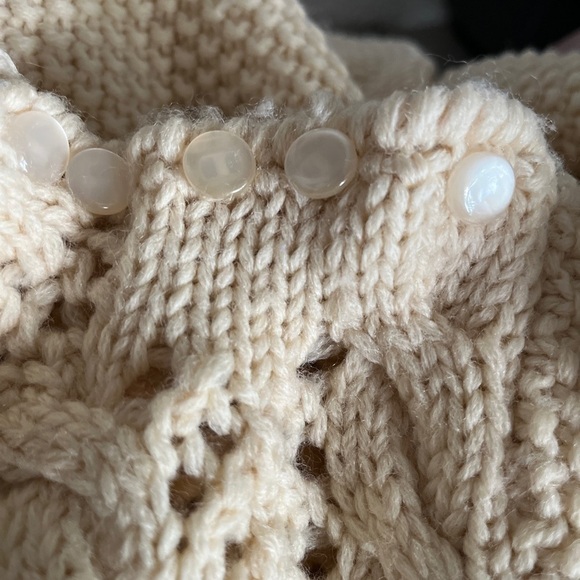 VANESSA Vintage Handmade 100% Wool Sweater Sz Large Fishermen Knit Cream - Picture 5 of 6